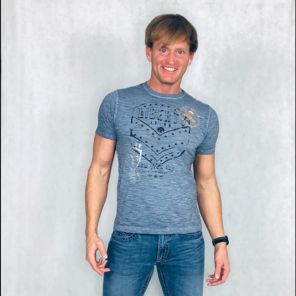 Express Men, Graphic Tee, Blue, Size Extra Small